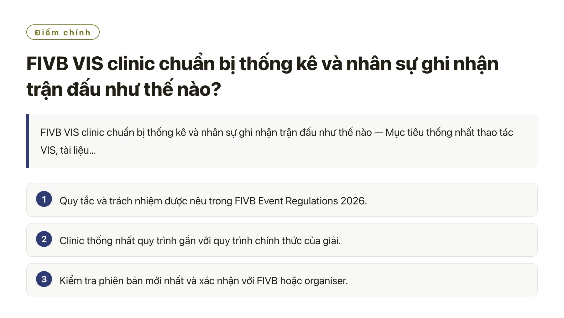 FIVB VIS clinic chuẩn bị thống kê và nhân sự ghi nhận trận đấu như thế nào?——全文要点速览